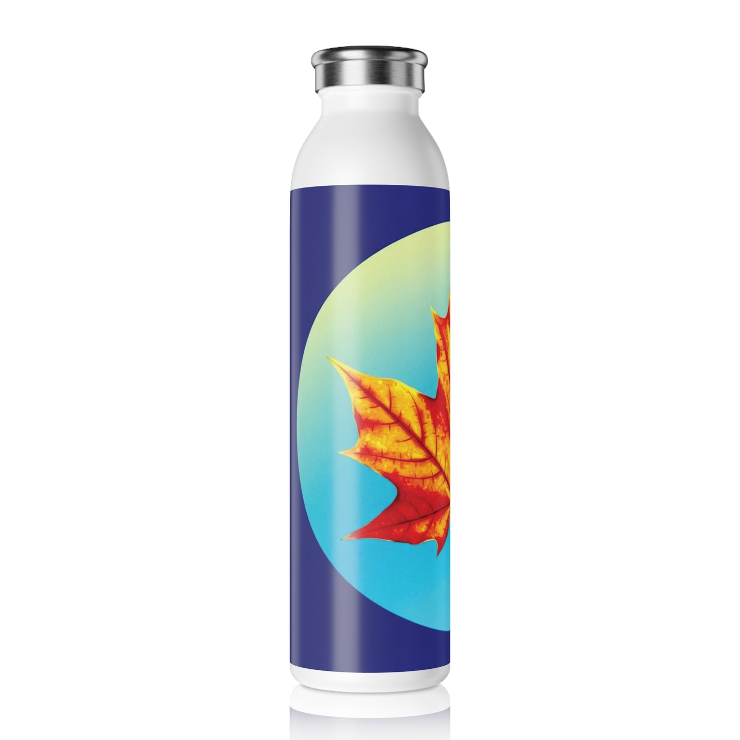 Alpha Maple Leaf Slim Water Bottle, 20 oz White