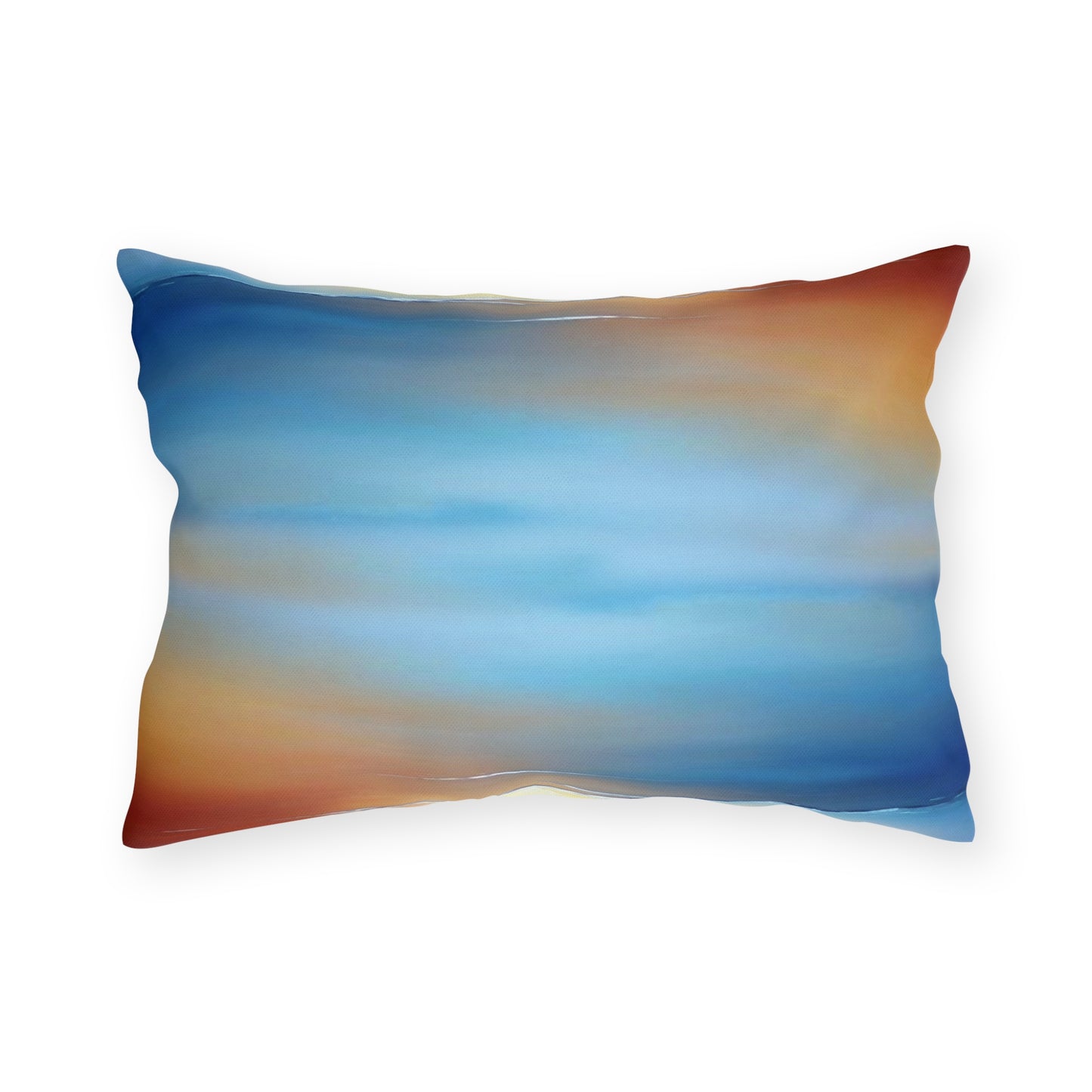 Blue Sea Red Orange Fog 20" x 14" Outdoor Pillow
