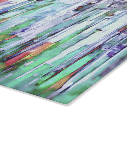 Striped Pastels 11" x 15" Glass Cutting Board