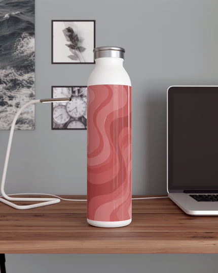 Power Red Wavey Slim Water Bottle, 20 oz White