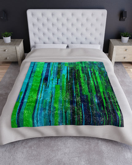 Striped Blue Green 50" x 60" Crushed Velvet Blanket