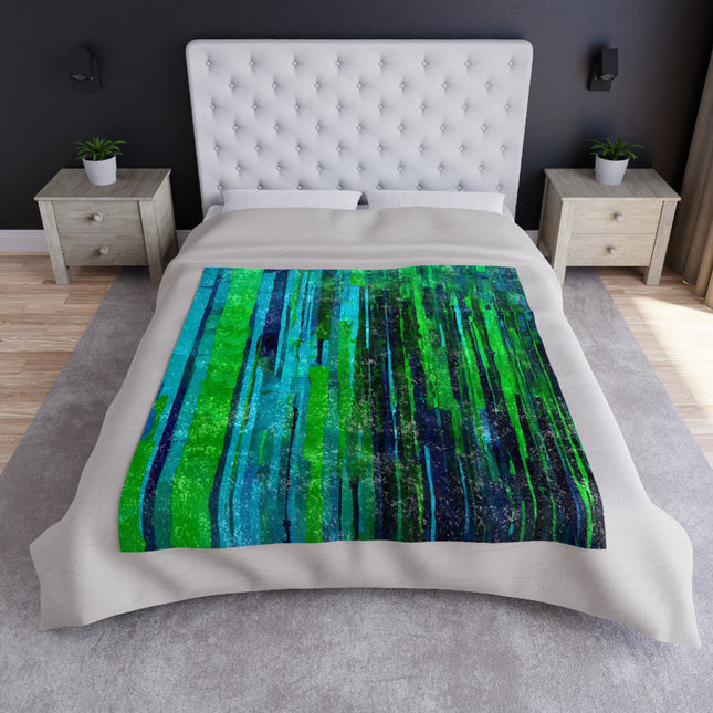 Striped Blue Green 50" x 60" Crushed Velvet Blanket