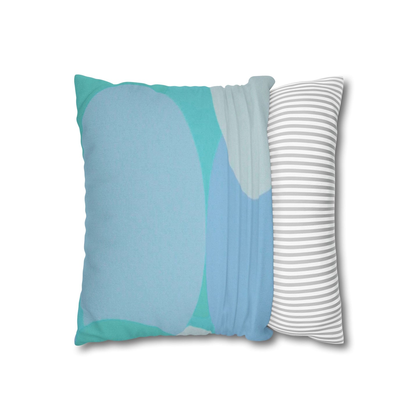 Pastel Tan and Tif Patches Spun Polyester Square Pillowcase, 14" x 14"