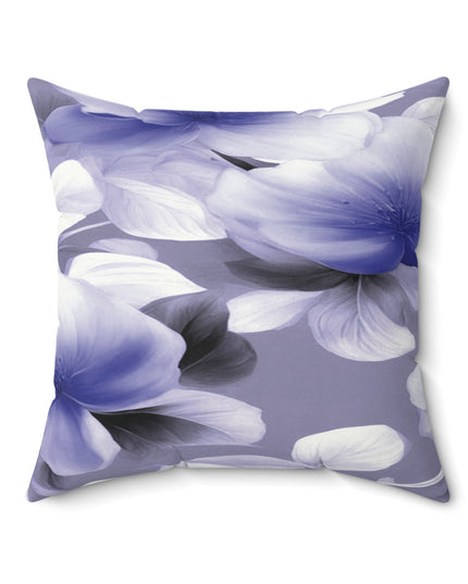 Indigo Blossom Floral Bunch Faux Suede Square Pillow, 20" x 20"