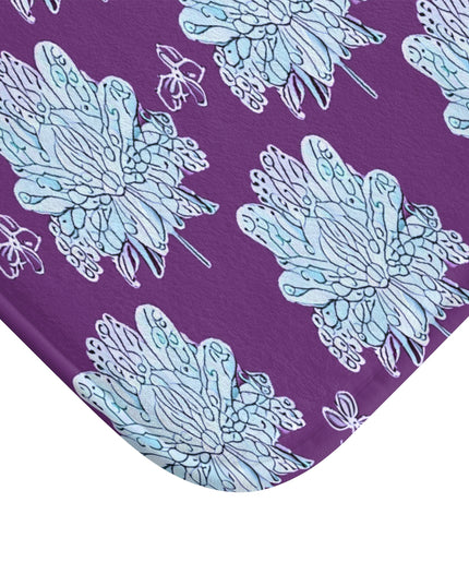 Blue Floral Butterflies 24" x 17" Bath Mat