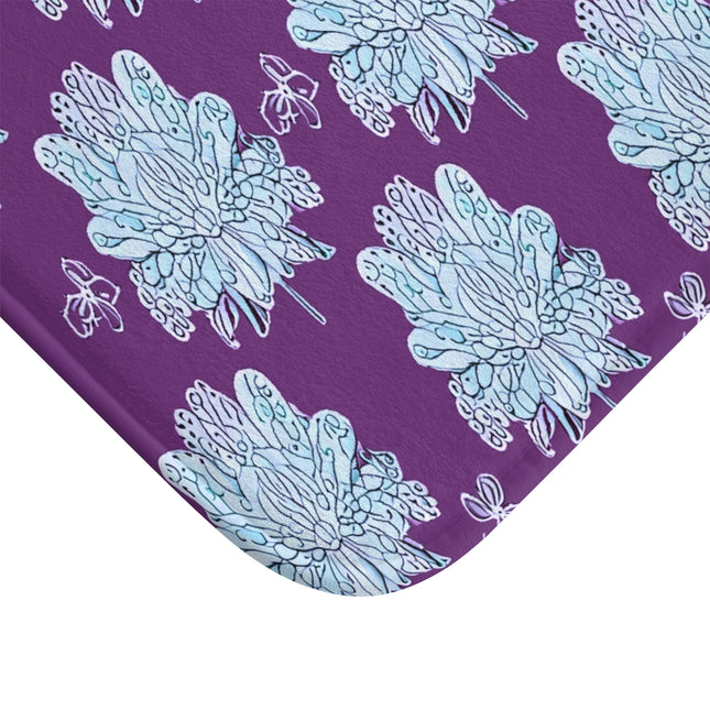 Blue Floral Butterflies 24" x 17" Bath Mat