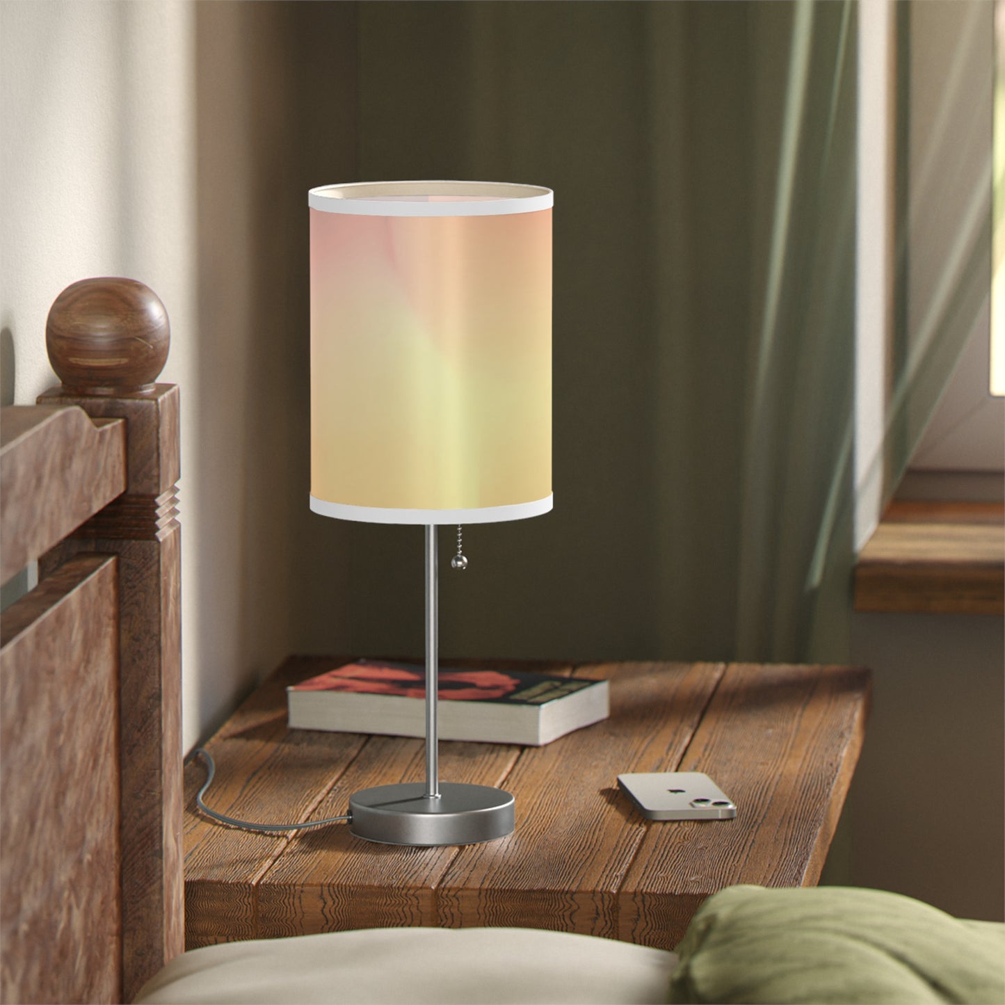 Hot Peach Fade Table Lamp on a White or Silver Stand, US|CA plug