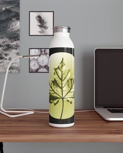 Lemongrass Maple Leaf Slim Water Bottle, 20 oz White