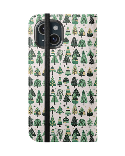 Mini Vintage Green Trees Flip Cases, Iphone 15