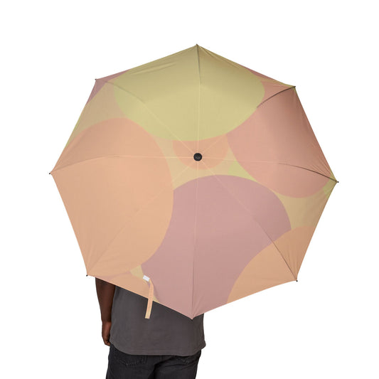 Pastel Hot Peach Patches Foldable Umbrella - Compact & Chic