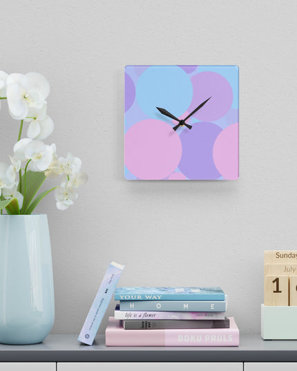 Pastel Purple and Mauve Patches Acrylic Wall Clock, Round or Square, 10.75" x 10.75"