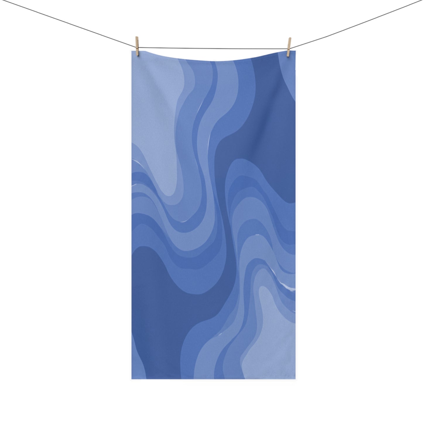 Deep Blue Wavey 30" x 60" Mink-Cotton Towel (50% polyester, 50% cotton)