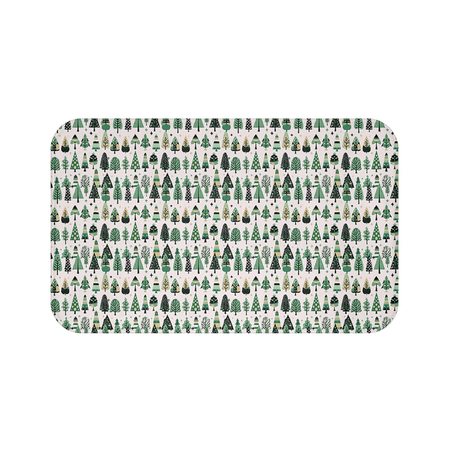 Mini Vintage Green Trees 34" x 21" Bath Mat