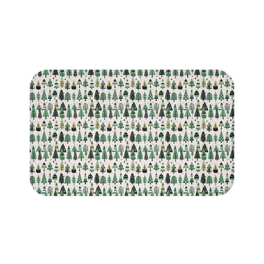 Mini Vintage Green Trees 34" x 21" Bath Mat