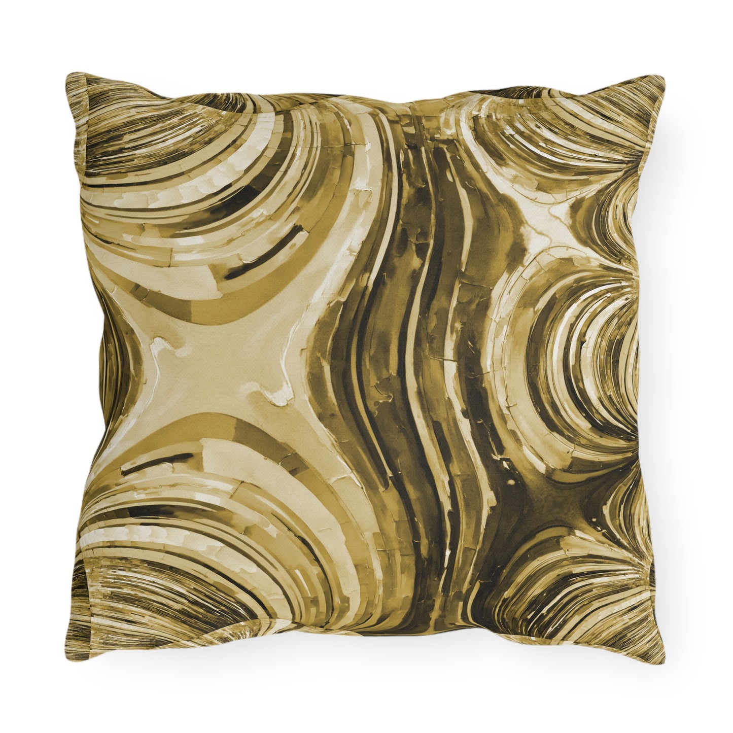 Uzi Spiral Light Brown Outdoor Pillow, 16" x 16"