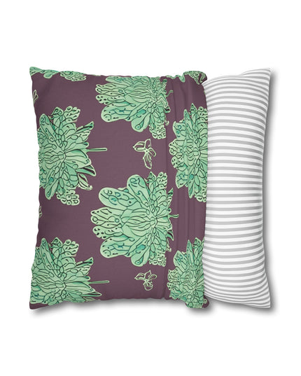 Mint Green Floral Butterflies Spun Polyester Square Pillowcase, 14" x 14"