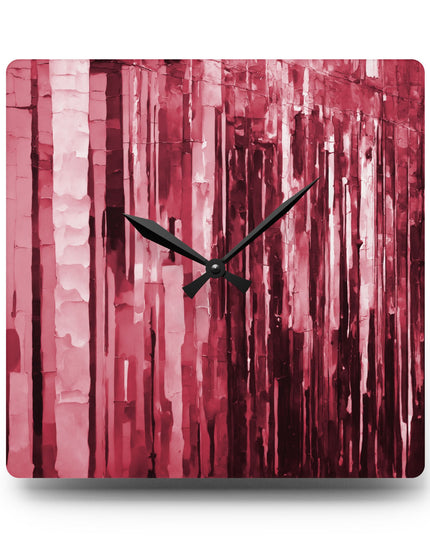 Striped Ruby Acrylic Wall Clock, Round or Square, 10.75" x 10.75"