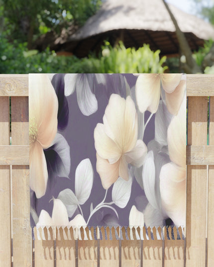 White Blush Floral Bunch 38" × 81" Boho Beach Cloth