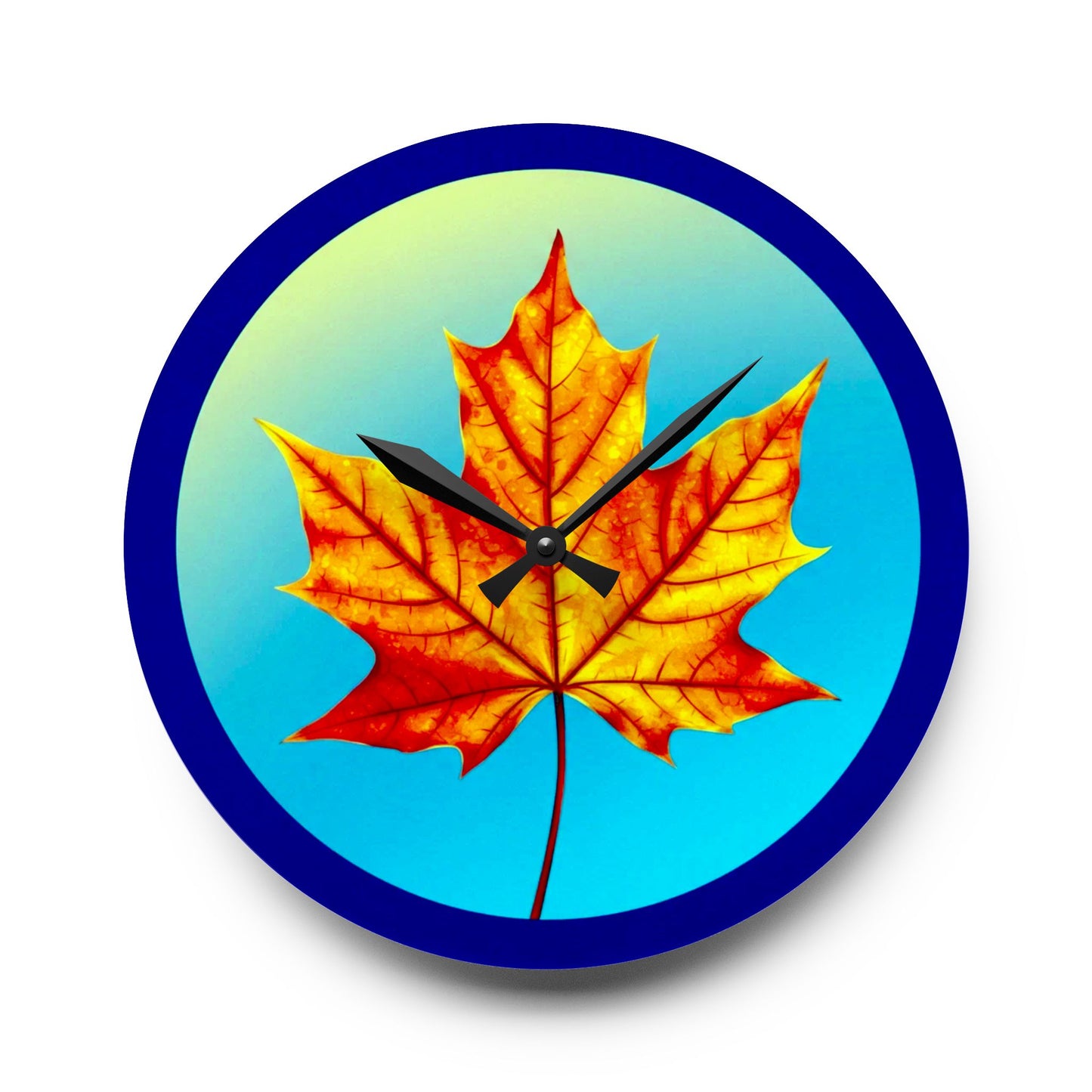Alpha Maple Leaf Acrylic Wall Clock, Round or Square, 10.75" x 10.75"