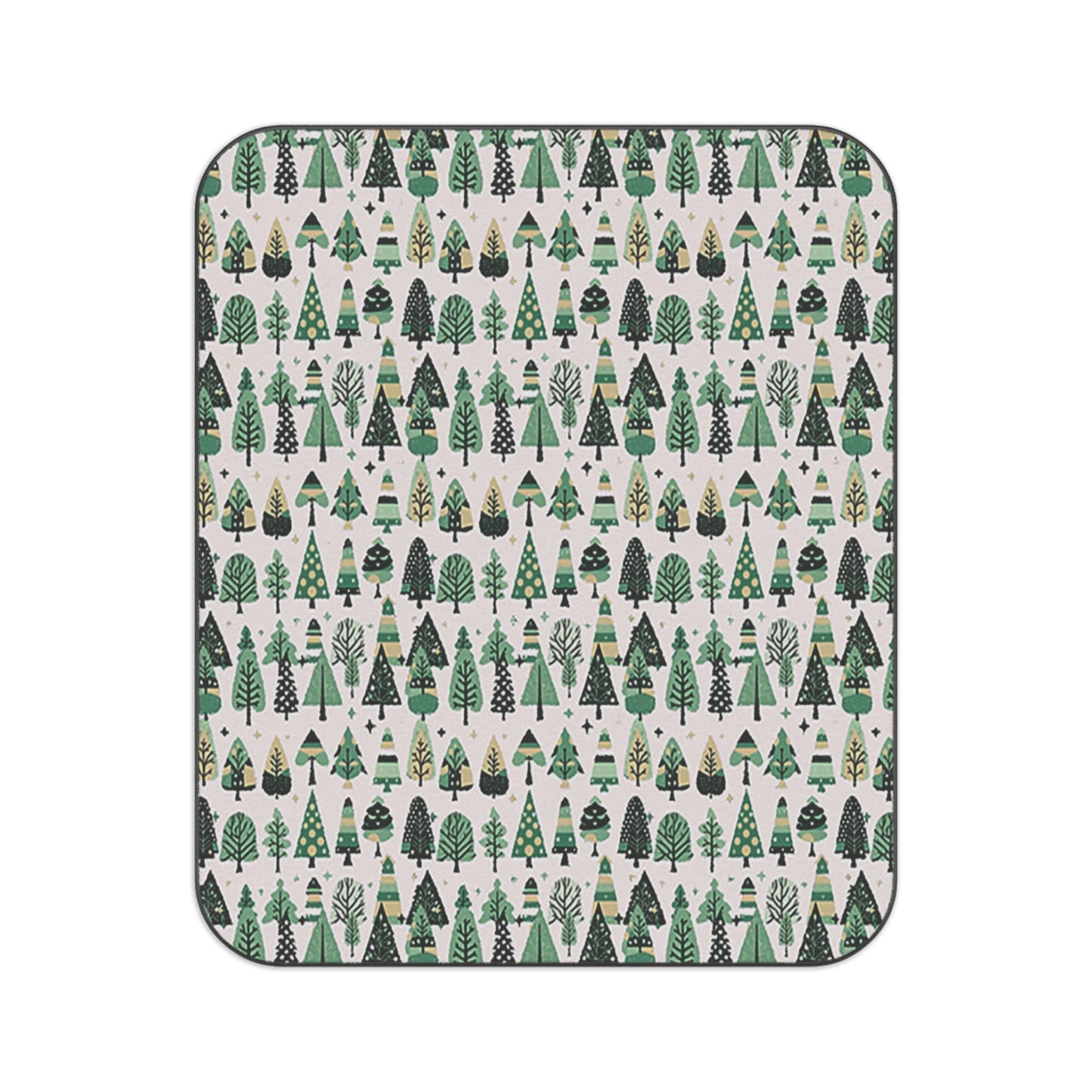 Mini Vintage Green Trees Picnic Blanket, 61" × 51"