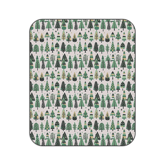 Mini Vintage Green Trees Picnic Blanket, 61" × 51"