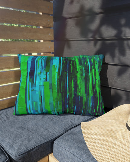 Striped Blue Green 20" x 14" Outdoor Pillow