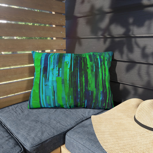 Striped Blue Green 20" x 14" Outdoor Pillow