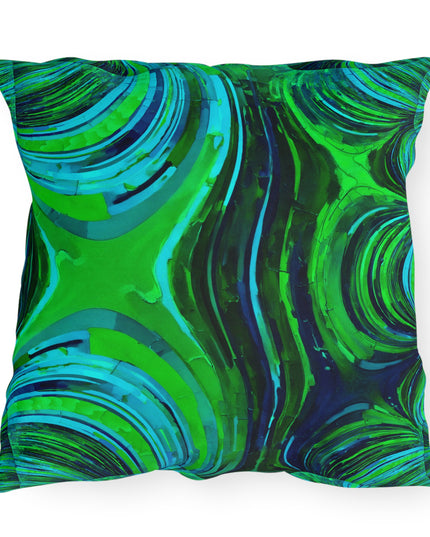 Uzi Spiral Blue Green 20" x 20" Outdoor Pillow