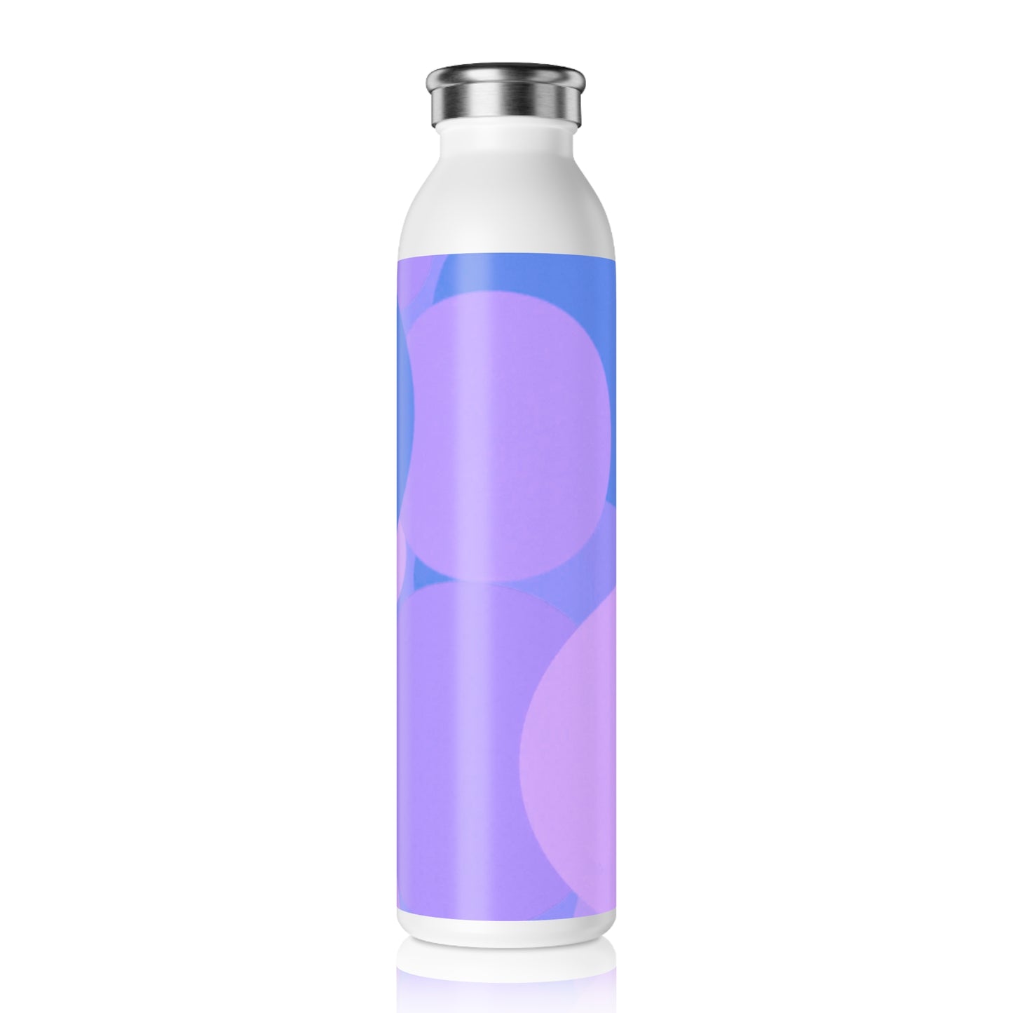Pastel Purple Family Patches Slim Water Bottle, 20 oz White