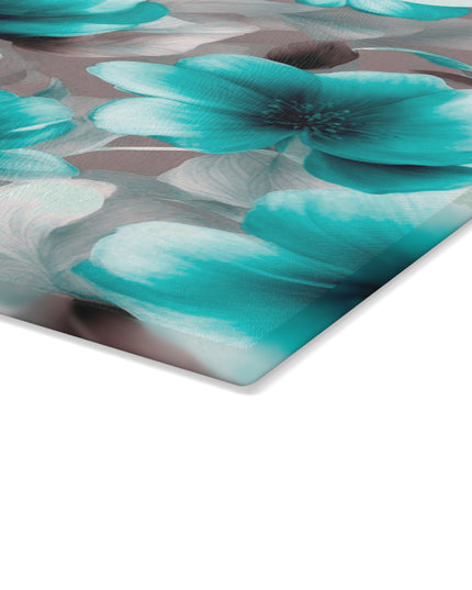 Tif Green Gray Floral Bunch Glass Cutting Board, 11" x 15"