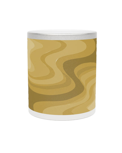 Brown Wavey 11 oz Metallic Mug (Silver\Gold)