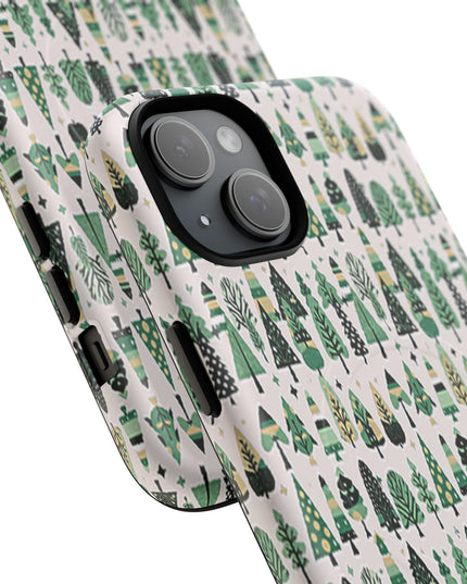 Mini Vintage Green Trees Iphone 15 Plus Tough Magnetic Cases