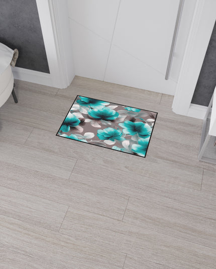 Tif Green Gray Floral Bunch Heavy Duty Floor Mat, 18" x 27"