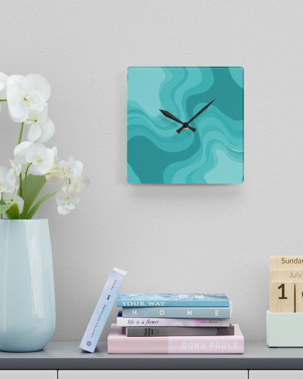 Tif Green Wavey 10.75" x 10.75" Round or Square Acrylic Wall Clock