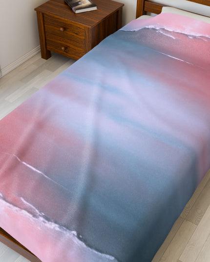 Gray Sea Pink Fog Velveteen Plush Blanket, 60" x 80"