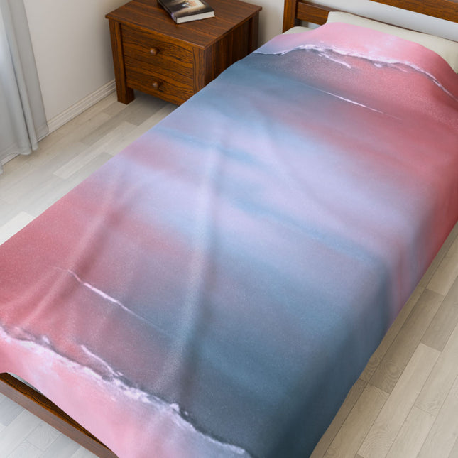 Gray Sea Pink Fog Velveteen Plush Blanket, 60" x 80"
