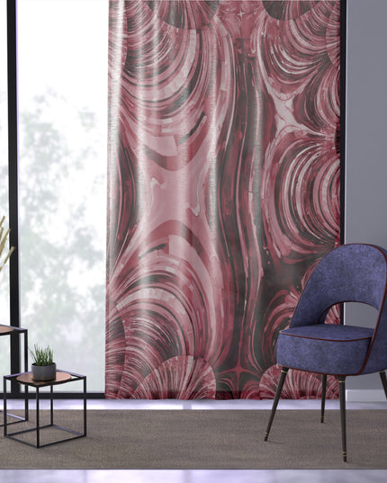 Uzi Spiral Ruby Sheer Window Curtain, 50" x 84", partially transparent
