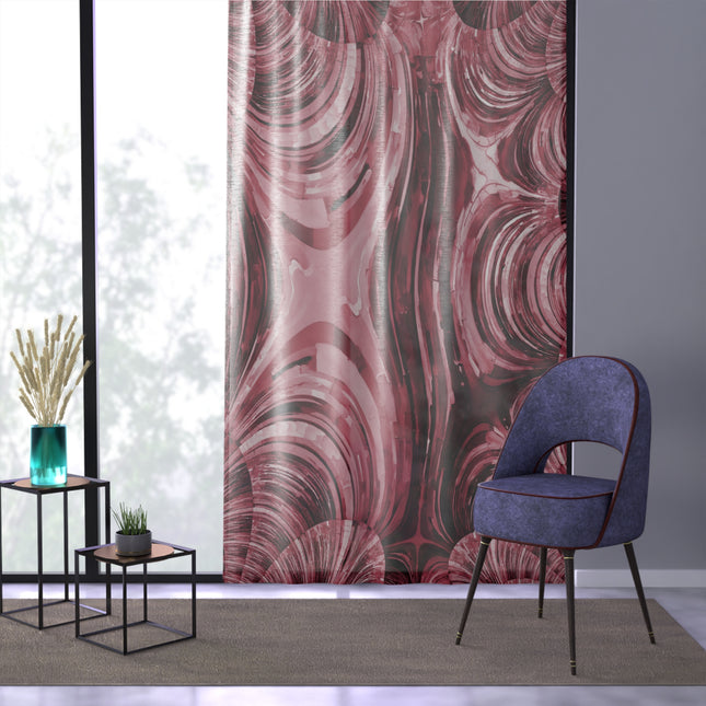 Uzi Spiral Ruby Sheer Window Curtain, 50" x 84", partially transparent
