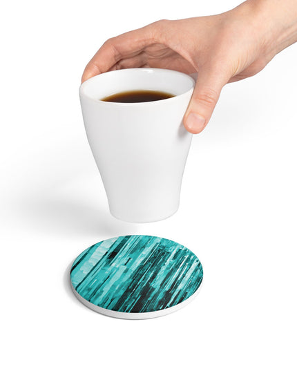 Striped Tif 4" x 4" Round Ceramic Coaster