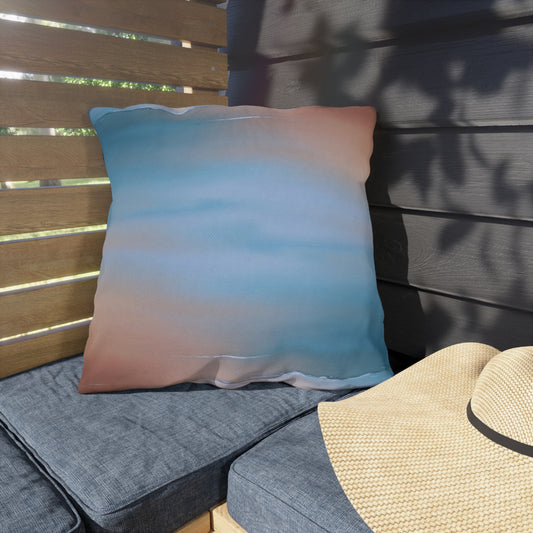 Blue Sea Peach Fog 20" x 20" Outdoor Pillow
