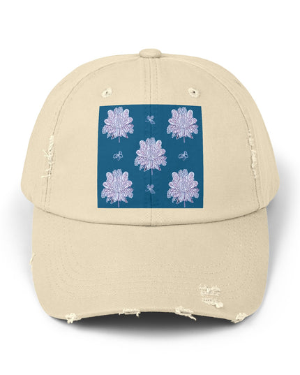 Lavender Floral Butterflies Unisex Distressed Cap