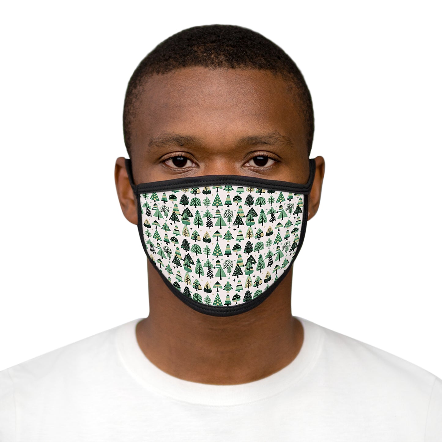 Mini Vintage Green Trees Mixed-Fabric Face Mask