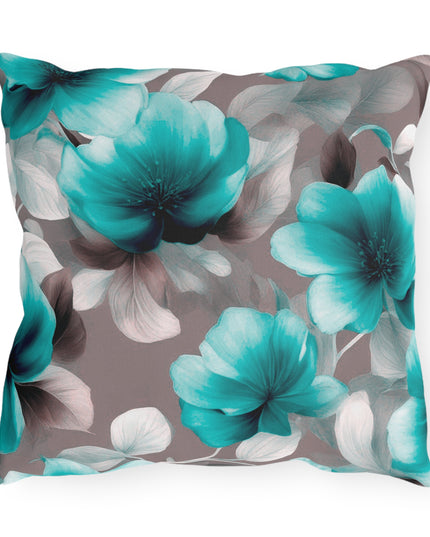 Tif Green Gray Floral Bunch Outdoor Pillow, 16" x 16"