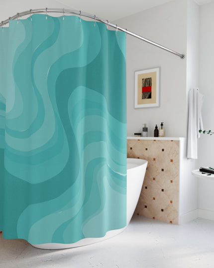 Tif Green Wavey Shower Curtains, 71" x 74"