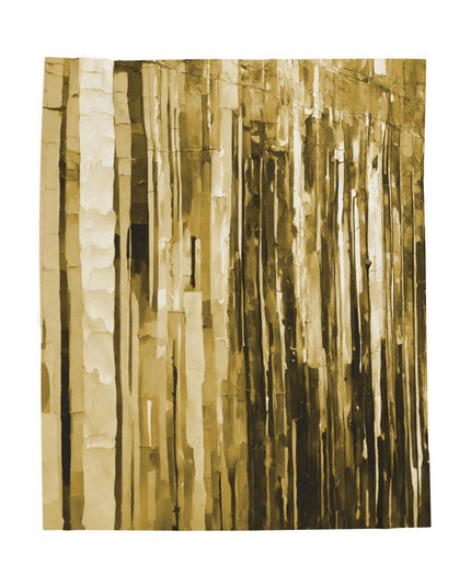 Striped Light Brown Velveteen Plush Blanket, 50" x 60"