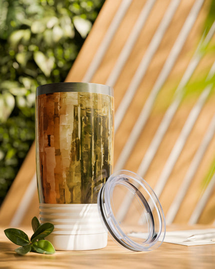 Striped Light Brown Ringneck Tumbler, 20oz in white