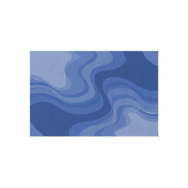 Deep Blue Wavey 24" x 36" Outdoor Rug