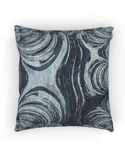 Uzi Spiral Deep Blue Woven Pillow, 17" x 18"
