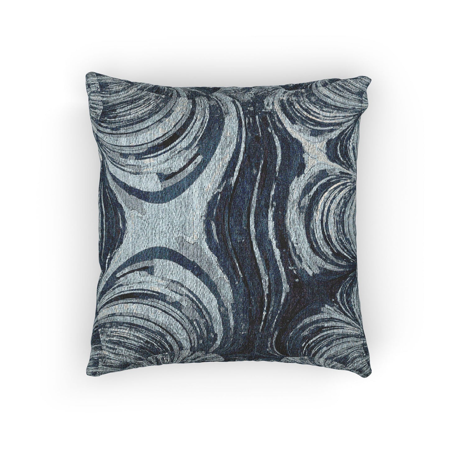 Uzi Spiral Deep Blue Woven Pillow, 17" x 18"