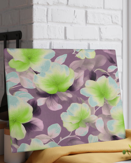 Lime Lavender Floral Bunch Glass Cutting Board, 11" x 15"